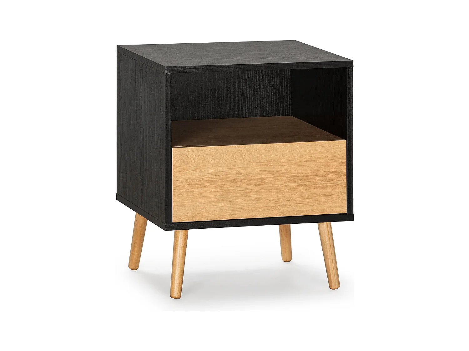 Table de chevet 1 tiroir Apolo Couleur Noir/Bois