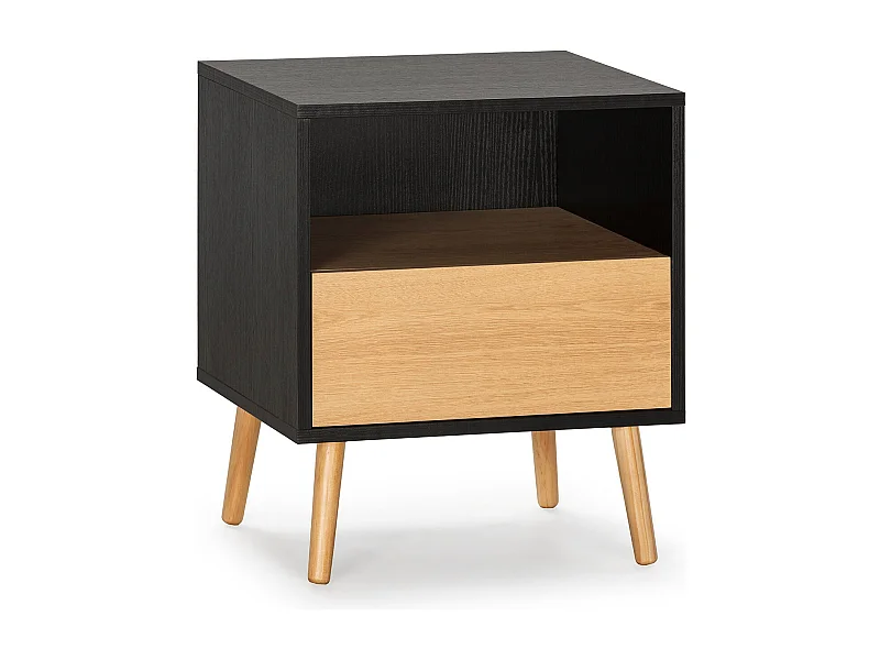 Table de chevet 1 tiroir Apolo Couleur Noir/Bois