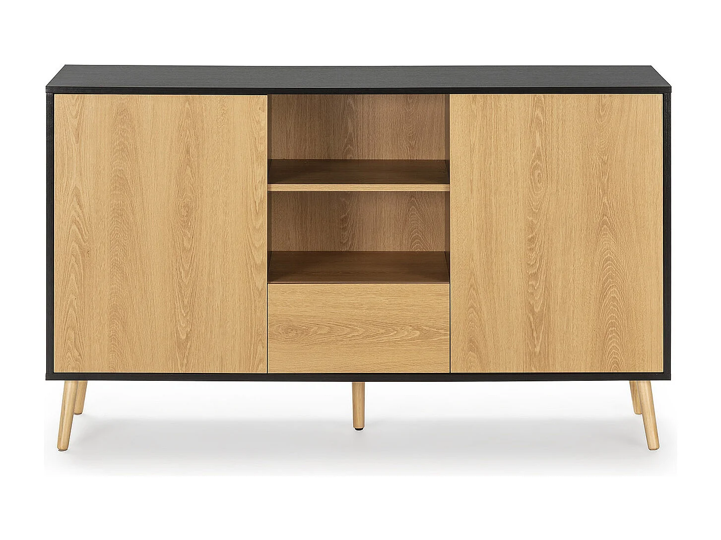 Sideboard Apolo 2 Türen 1 Schublade, Schwarz/Holzfarbe