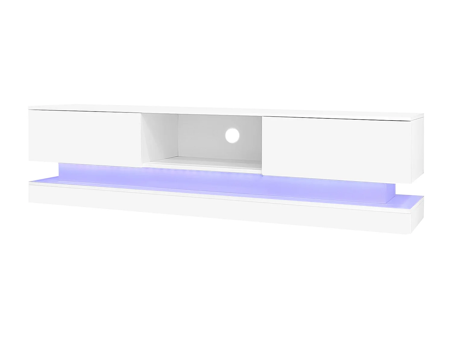 Móvel TV com LED 160cm - 2 gavetas e 1 compartimento aberto - adequado para TV 60" - Branco