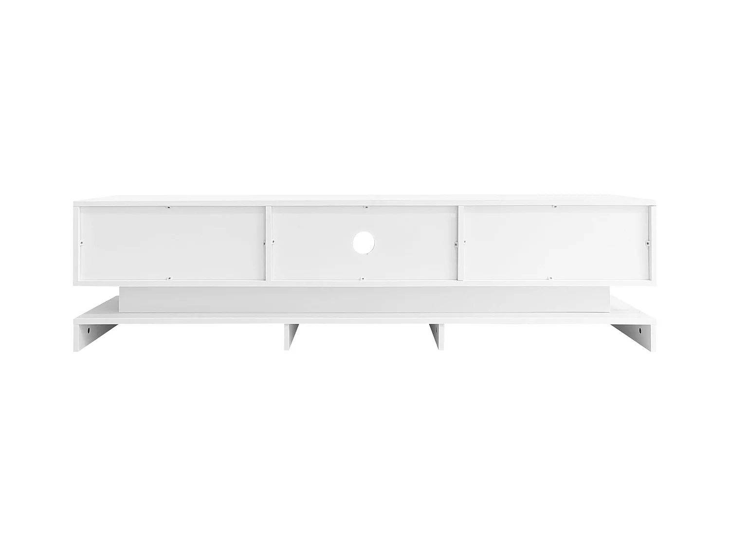 Meuble TV avec LED 160cm - 2 tiroirs et 1 compartiment ouvert - adapté pour TV 60" - Blanc