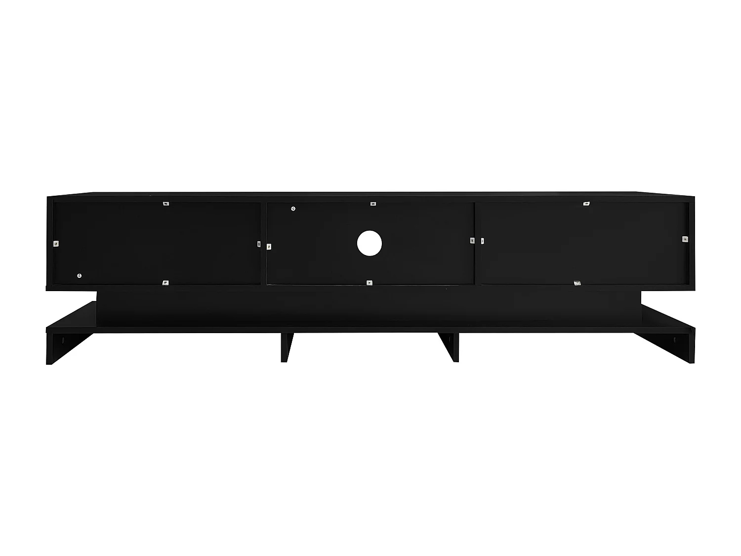 Meuble TV avec LED 160cm - 2 tiroirs et 1 compartiment ouvert - adapté pour TV 60" - Noir