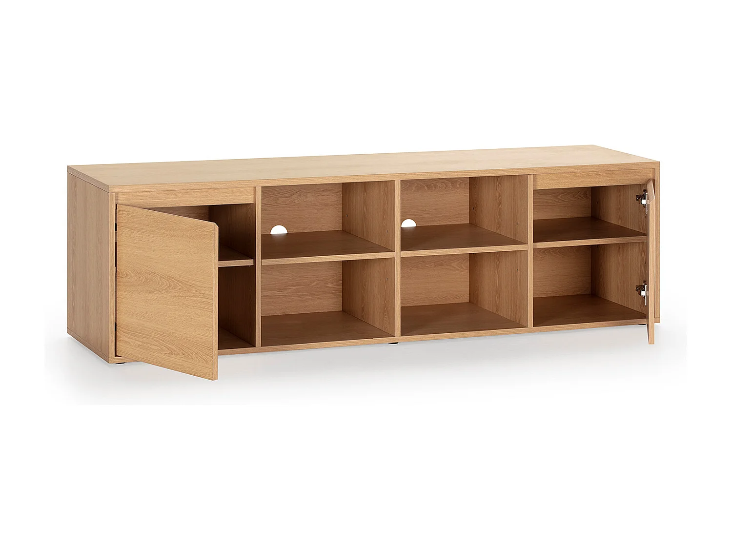 Mueble TV Tori 2 Puertas 4 Huecos, Color Roble, 160 cm