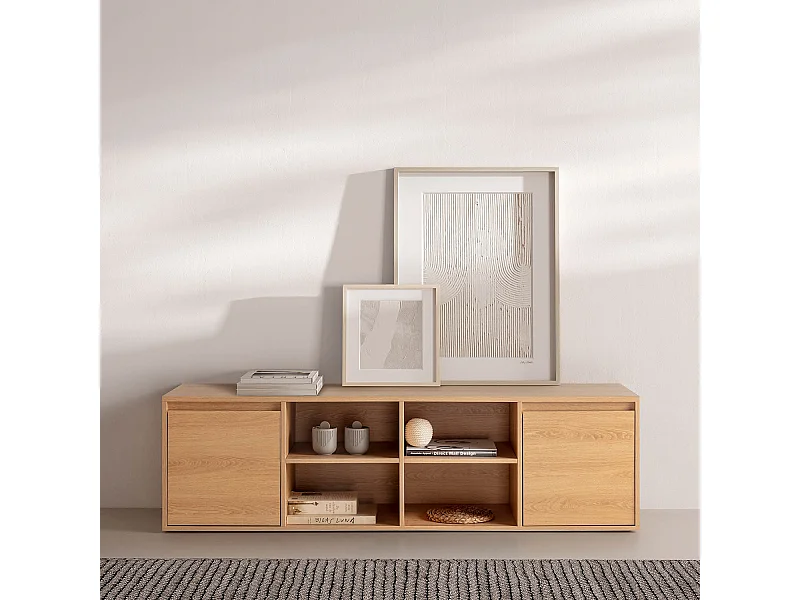 Kolumna RTV Tori 2 drzwi 4 otwory, kolor dębowy, 160 cm.