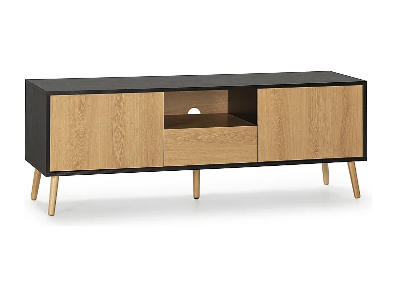 Mobile TV Apolo 1 anta 2 cassetti, colore nero/legno