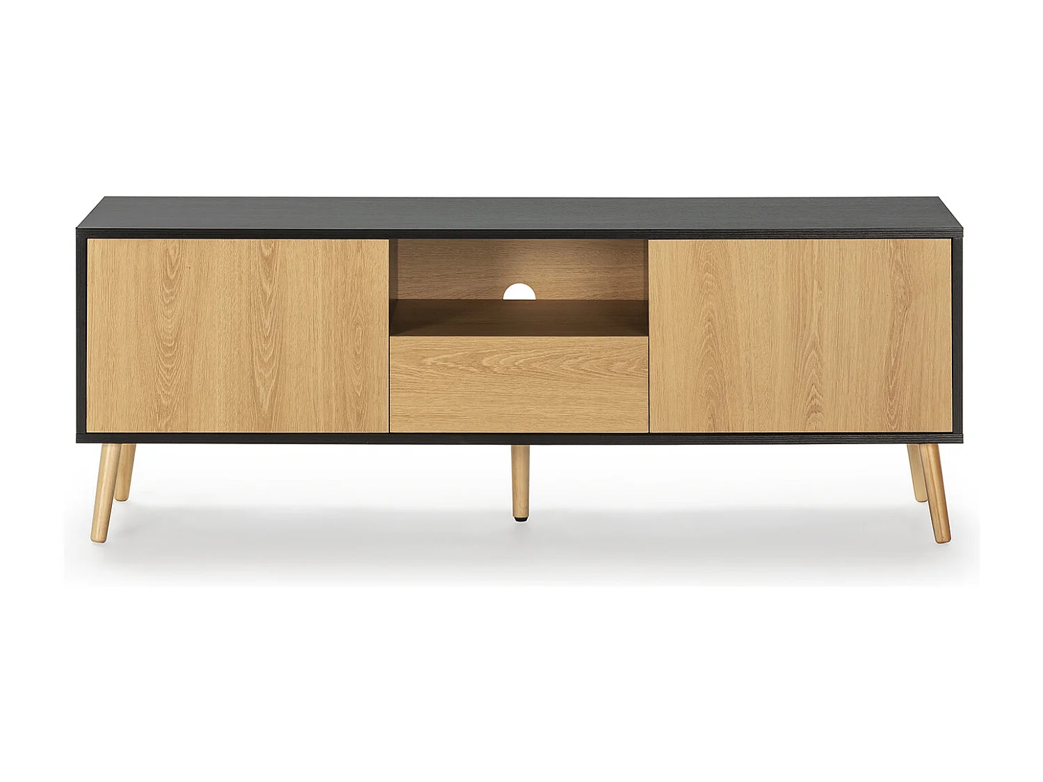 Mobile TV Apolo 1 anta 2 cassetti, colore nero/legno