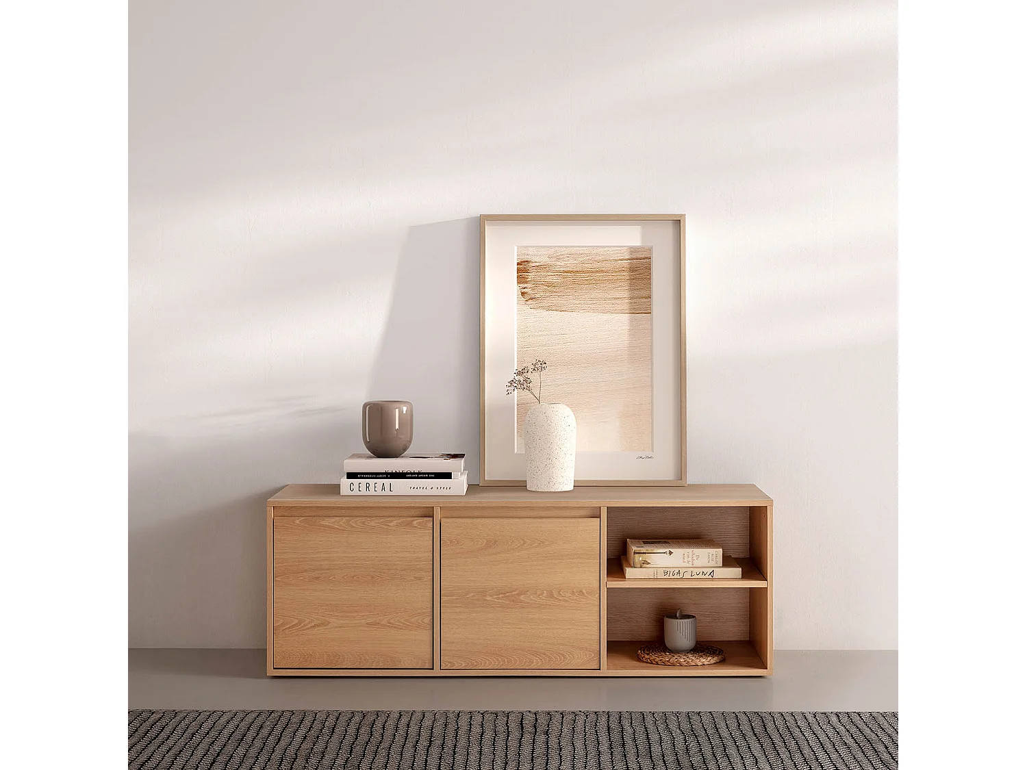 Mobile TV Tori 2 Ante 2 Fori, Colore Rovere, 130 cm