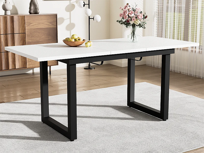 Multifunctionele uitschuifbare stalen eettafel - industriële stijl - Wit