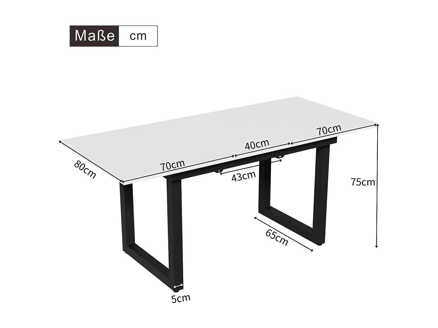 Table à manger extensible multifonctionnelle en acier - style industriel - Blanc