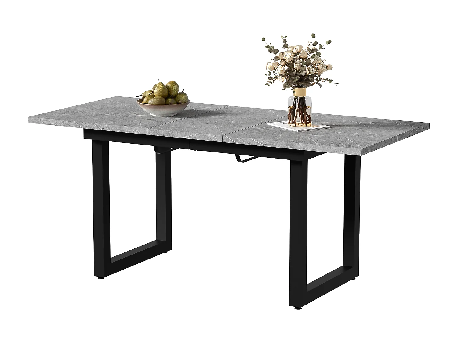 Table à manger extensible multifonctionnelle en acier - style industriel - Gris