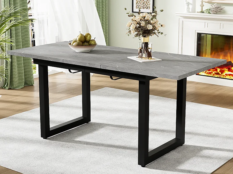 Multifunctionele uitschuifbare stalen eettafel - industriële stijl - Grijs