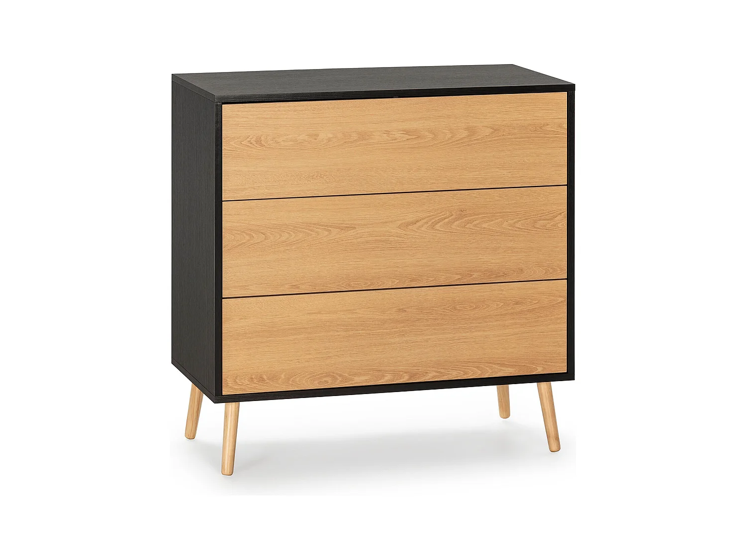 Commode Apolo 3 tiroirs Couleur Noir/Bois