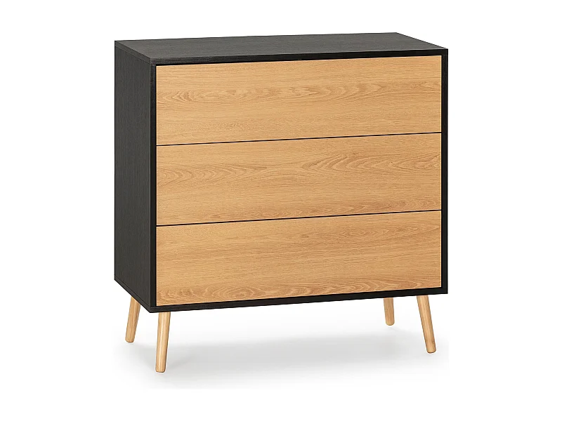Commode Apolo 3 tiroirs Couleur Noir/Bois