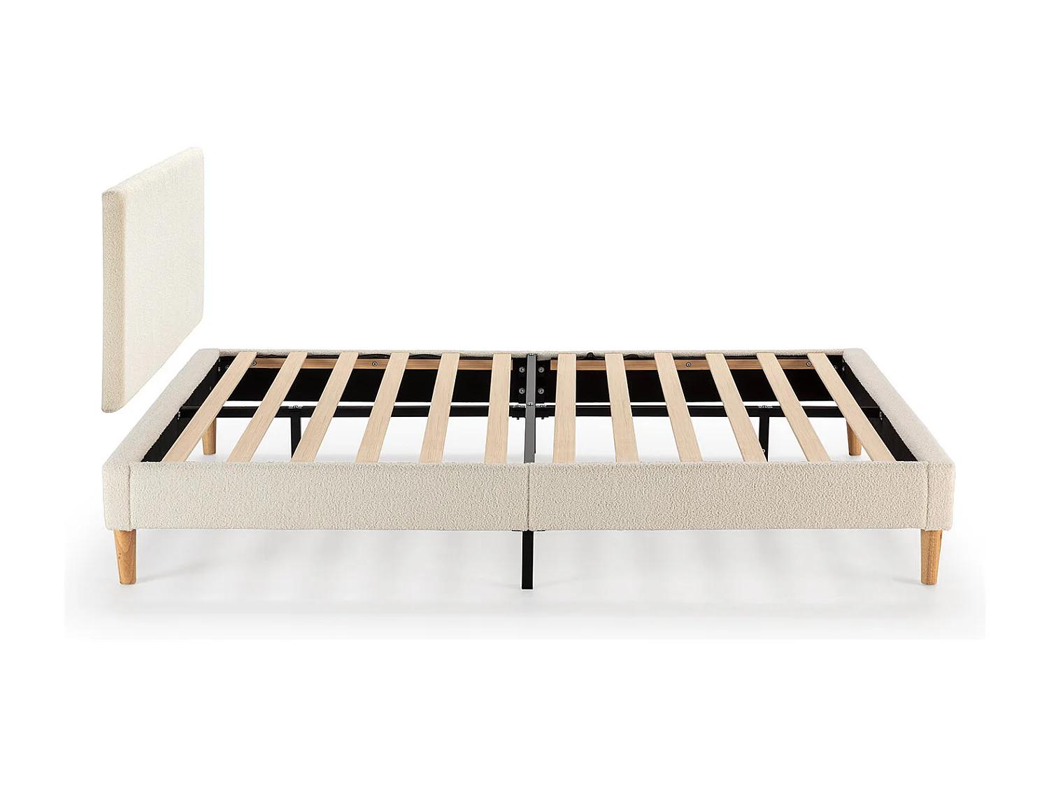 Base imbottita + testiera Niebla 160x200 cm Beige