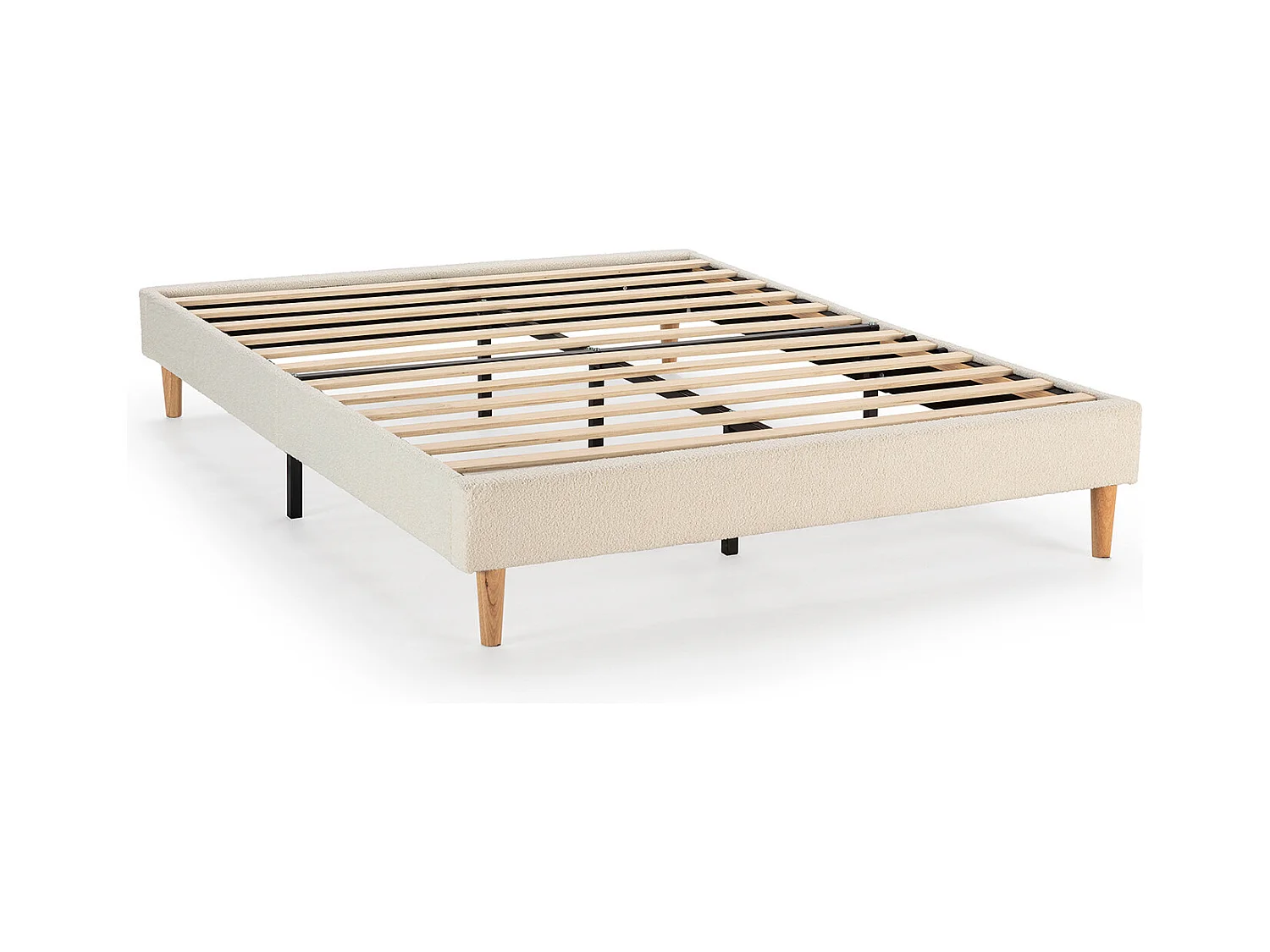 Base rembourrée Niebla 150x190 cm Imitation tissu mouton beige