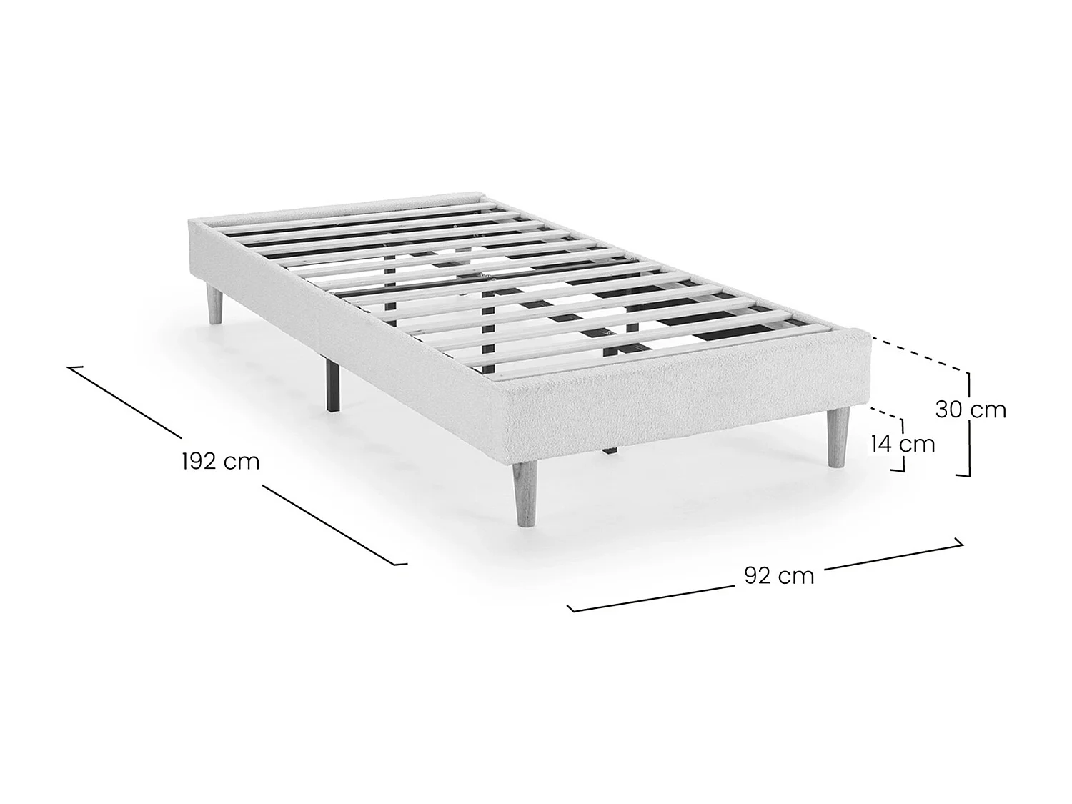 Polsterbett Niebla 90x190 cm Beigefarbenes Schaffellimitat
