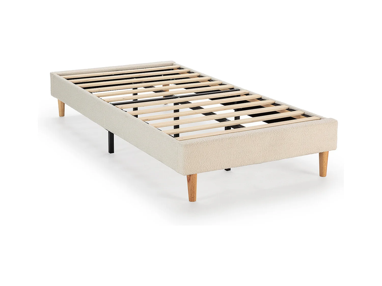 Base rembourrée Niebla 90x190 cm Imitation tissu mouton beige