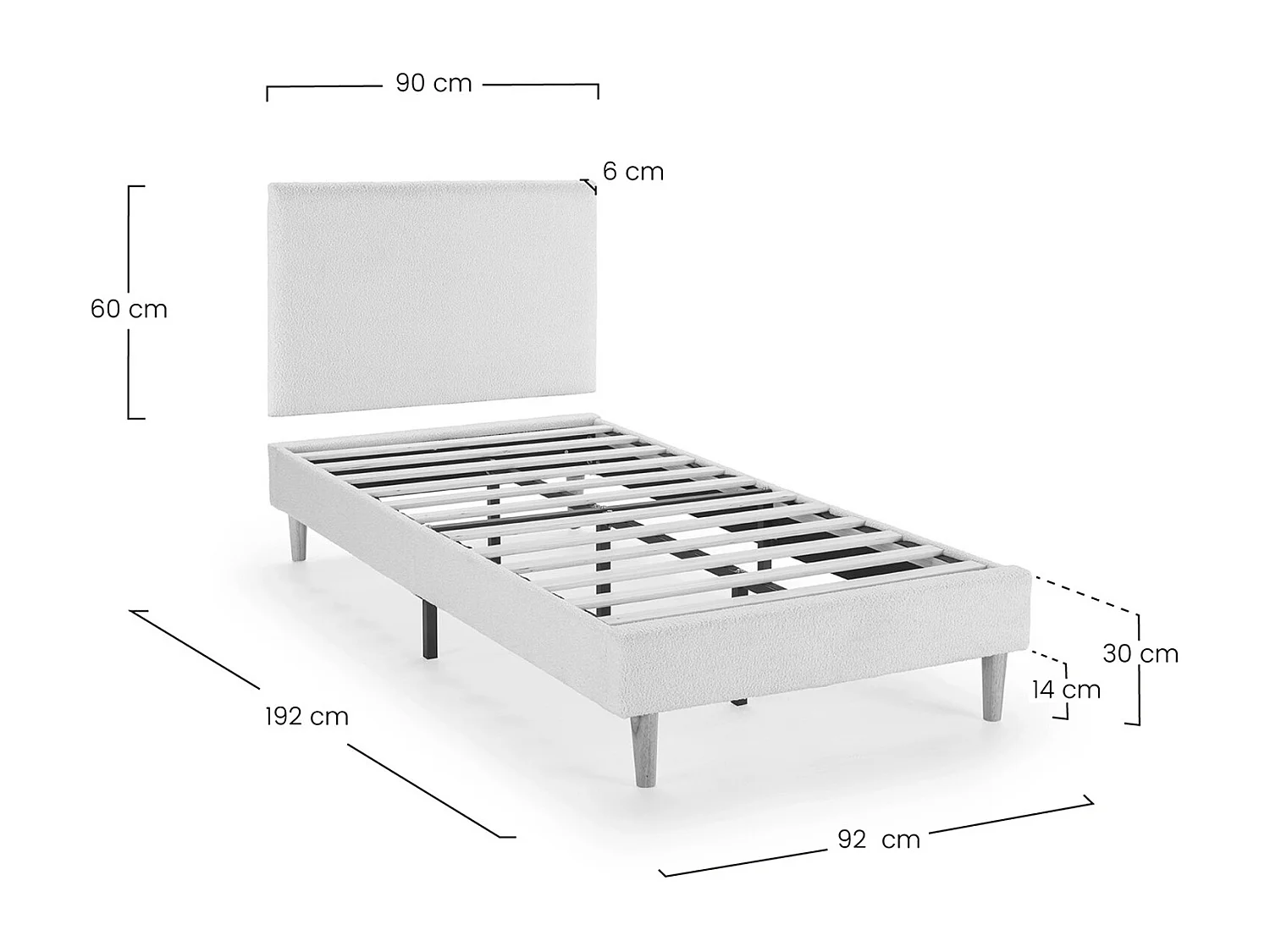 Sommier + tête de lit Niebla 90x190 cm Beige