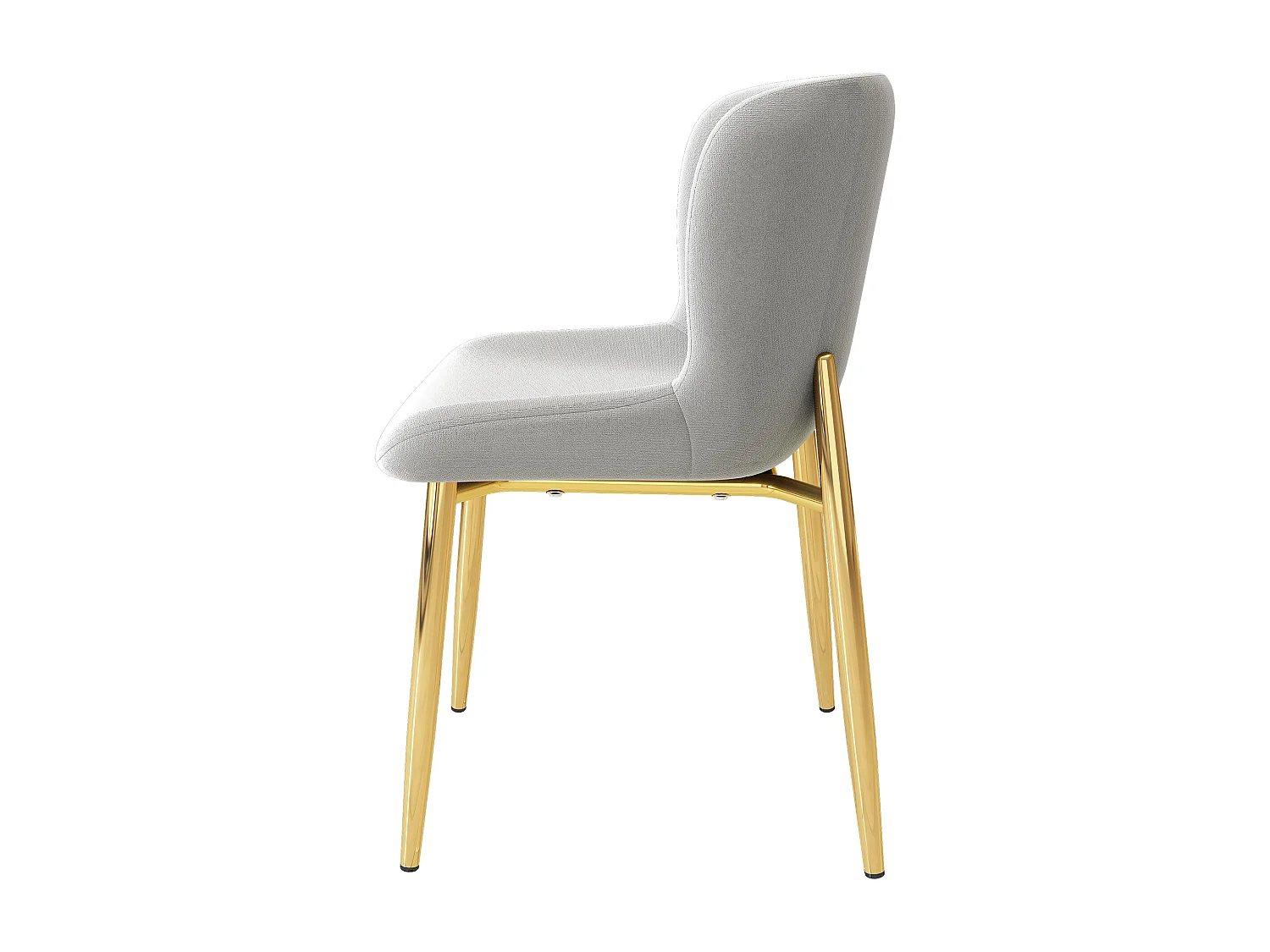 Lot de 2 Chaises rembourré en velours - avec pieds en métal doré – style contemporain - Gris