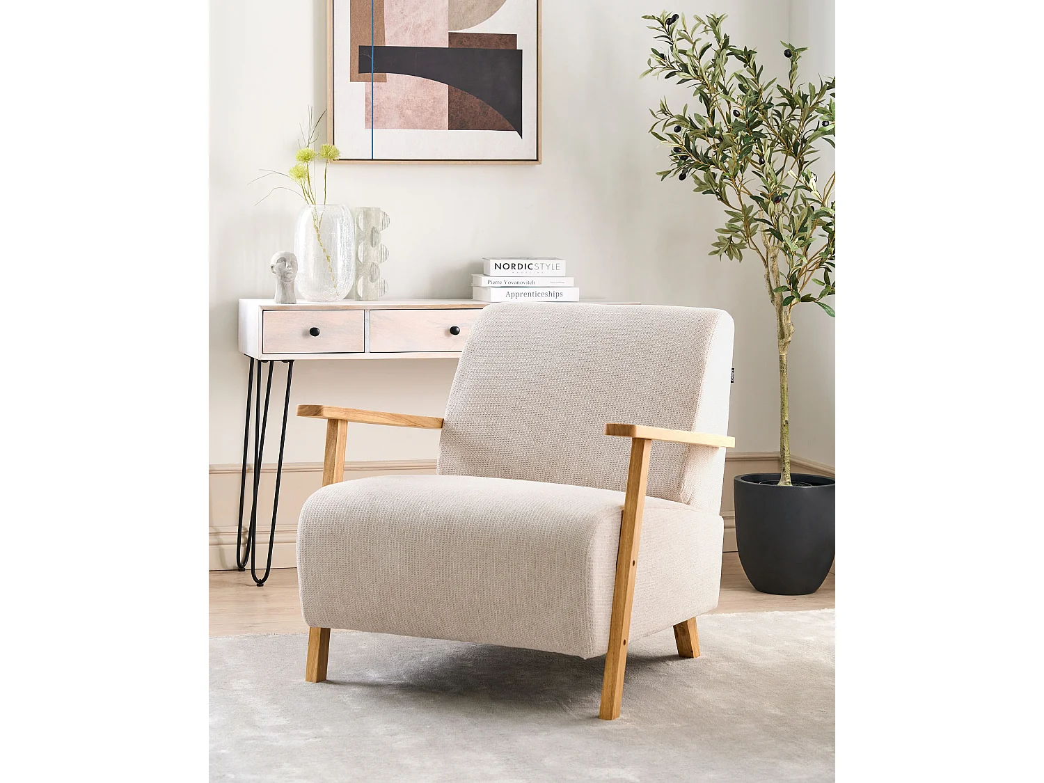 Fauteuil LESJA Tissu Beige clair