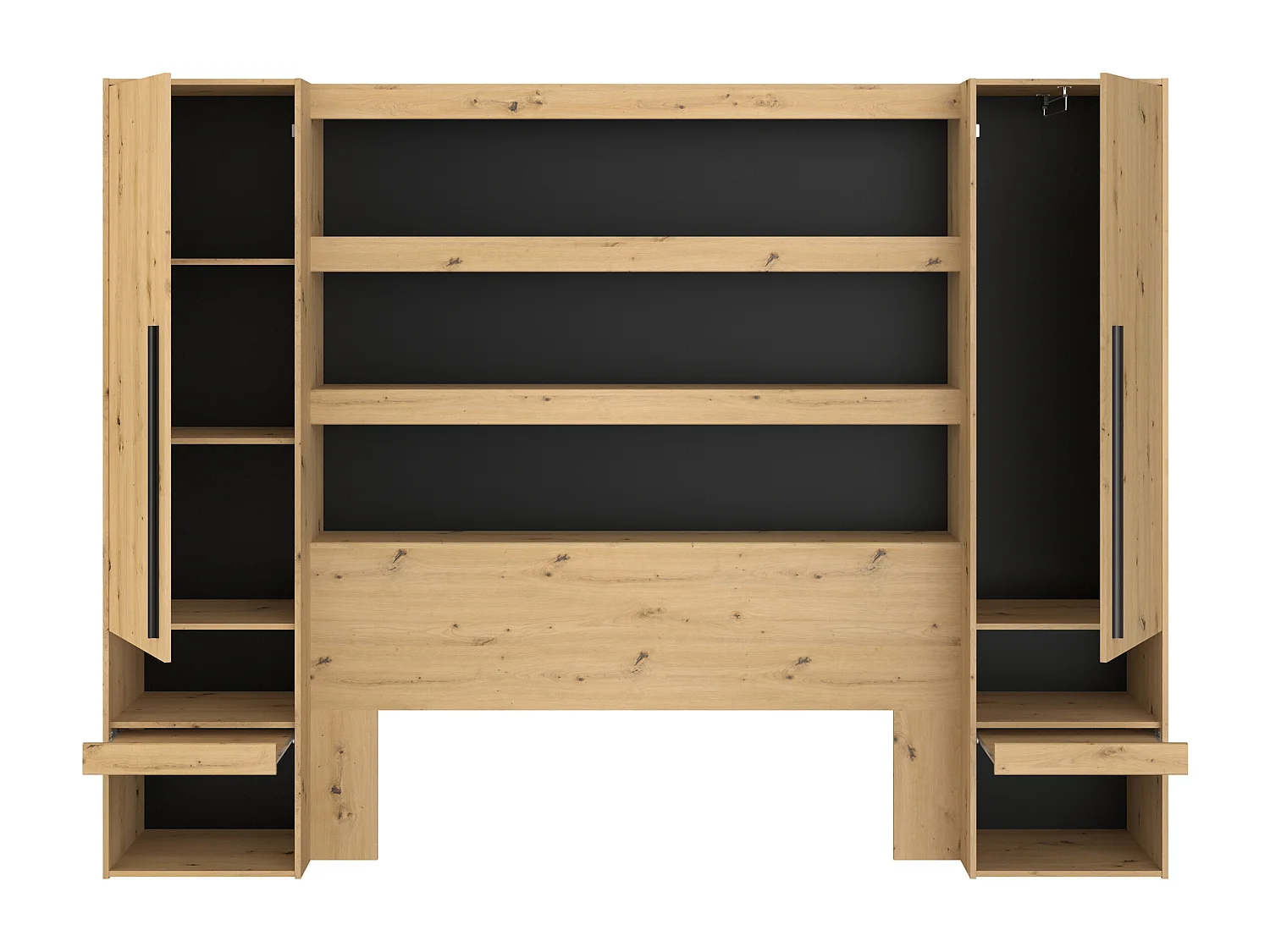 Armadio a ponte con scomparti e LED L269 cm Naturale e Nero - VARLY