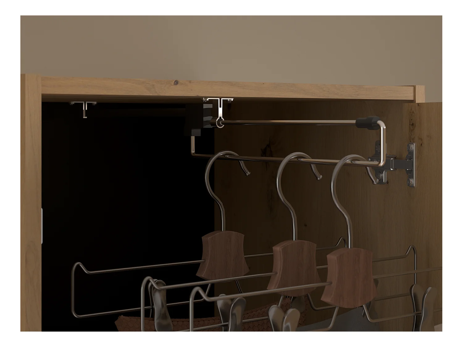 Puente de cama con almacenaje y LED - L269 cm - Color: Natural y negro - VARLY