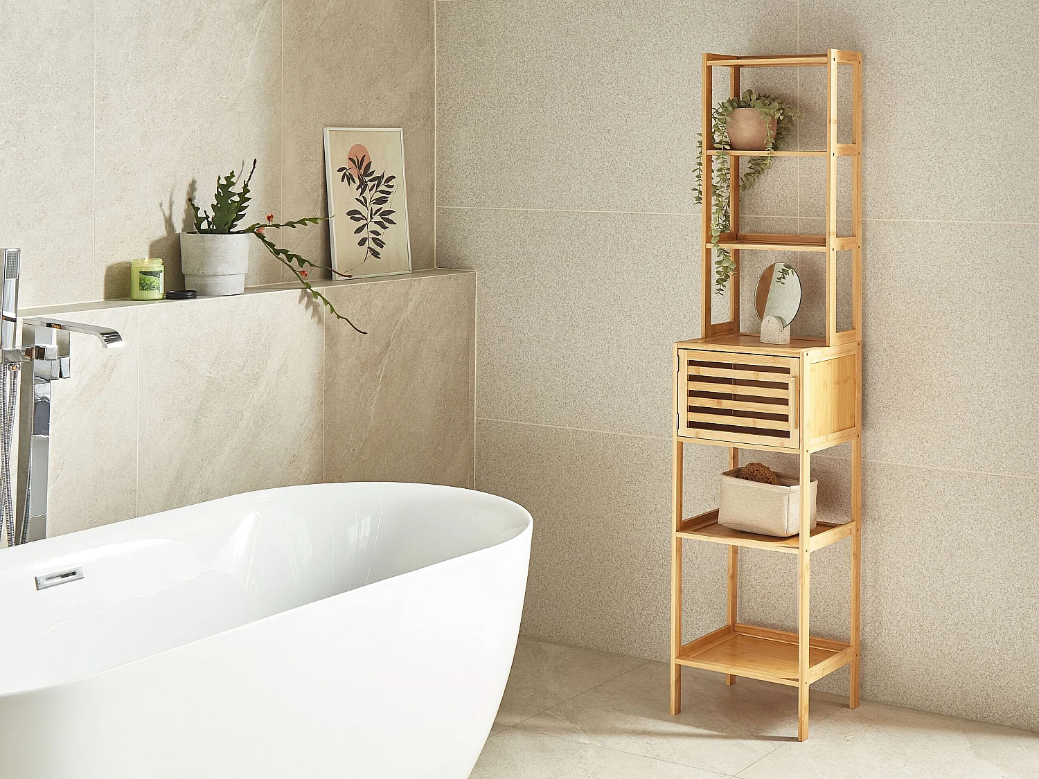 Meuble de rangement LEHI Bambou Marron clair