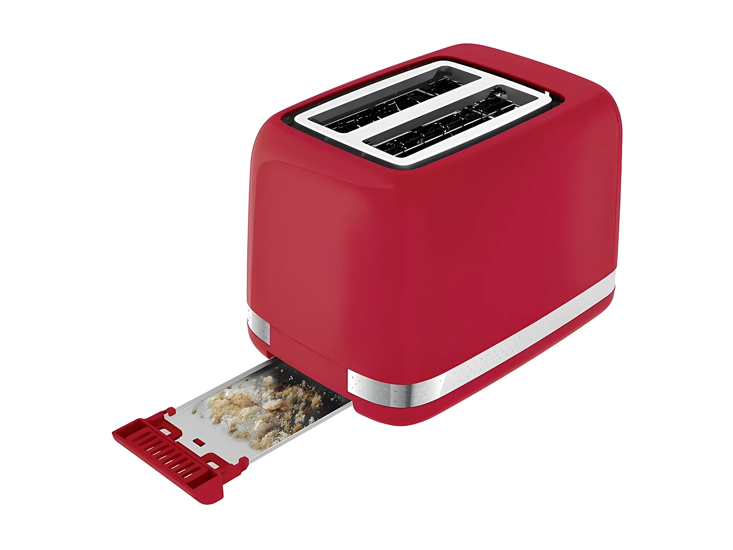 Moulinex Soleil broodrooster voor 2 sneetjes, 850W, retro rood met thermostaat met 7 standen en ontdooi- en opwarmfuncties
