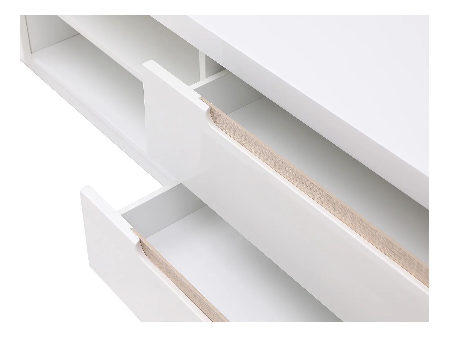 Móvel de TV com 2 portas, 2 gavetas e 2 nichos branco e natural - NURINI