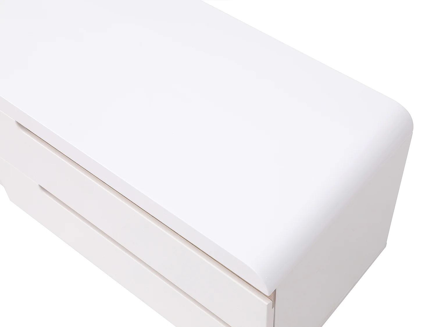 Meuble TV avec 2 portes, 2 tiroirs et 2 niches - Blanc et naturel - NURINI