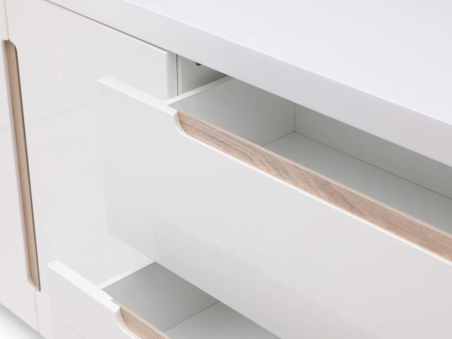 Sideboard mit 2 Türen & 3 Schubladen - Weiß & Holzfarben - NURINI