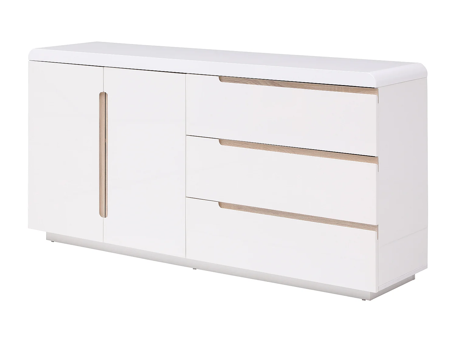 Sideboard mit 2 Türen & 3 Schubladen - Weiß & Holzfarben - NURINI