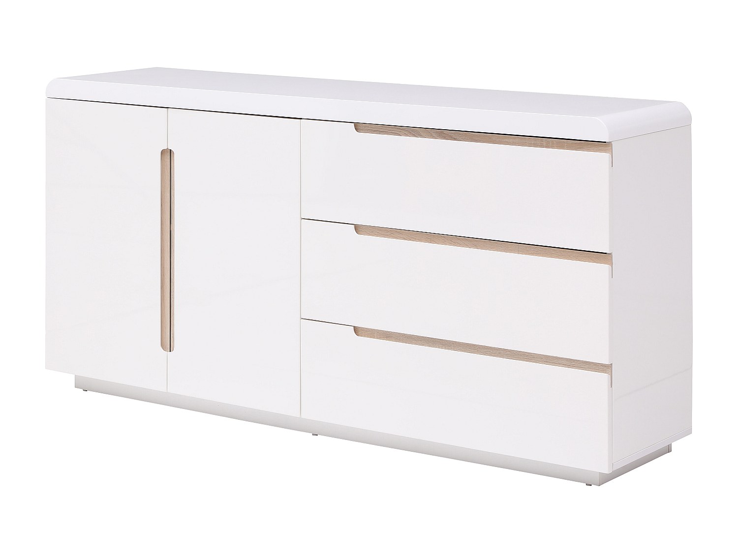 Sideboard mit 2 Türen & 3 Schubladen - Weiß & Holzfarben - NURINI günstig online kaufen