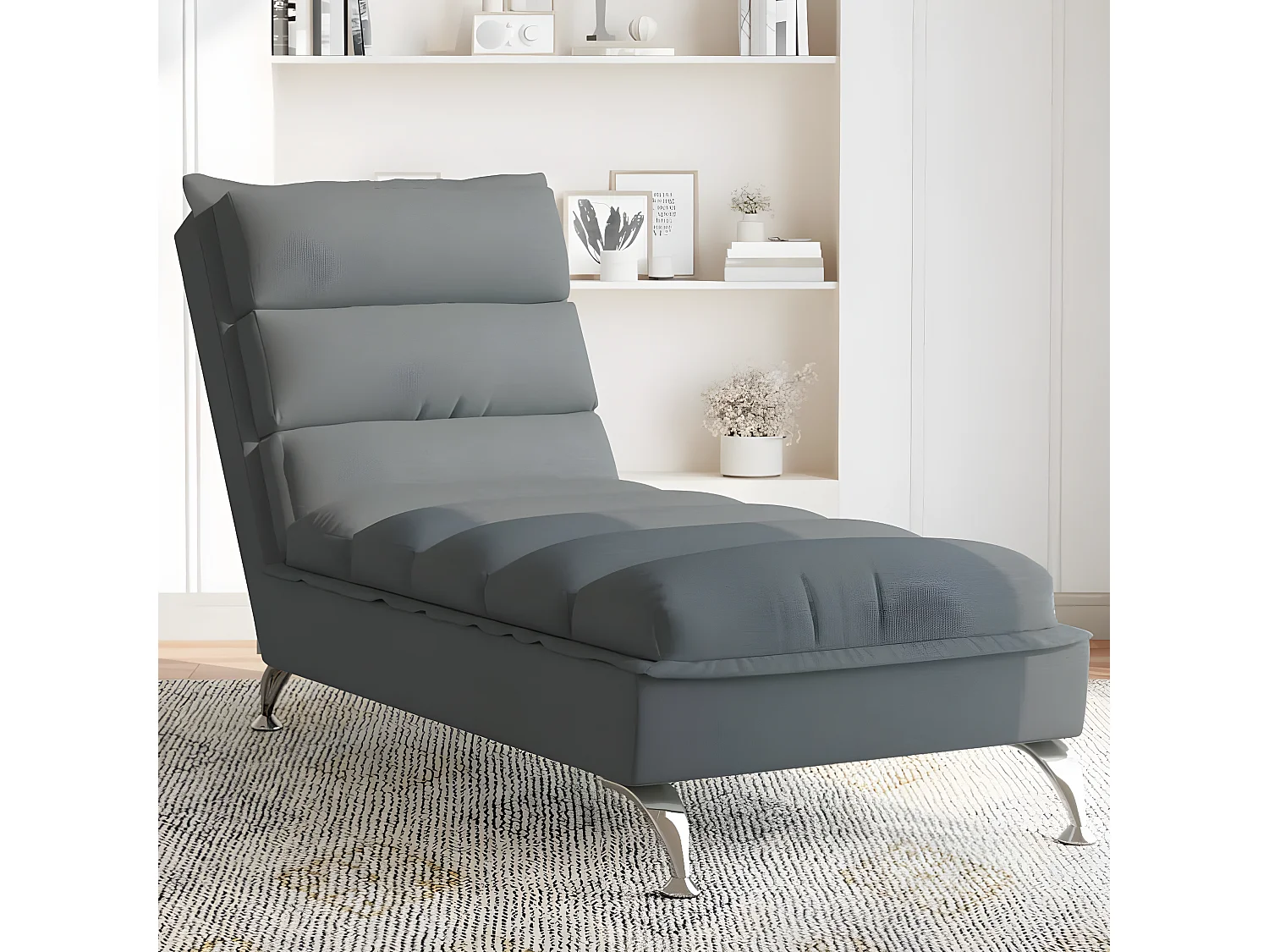 Bain de soleil avec coussins gris foncé tissu FR56399
