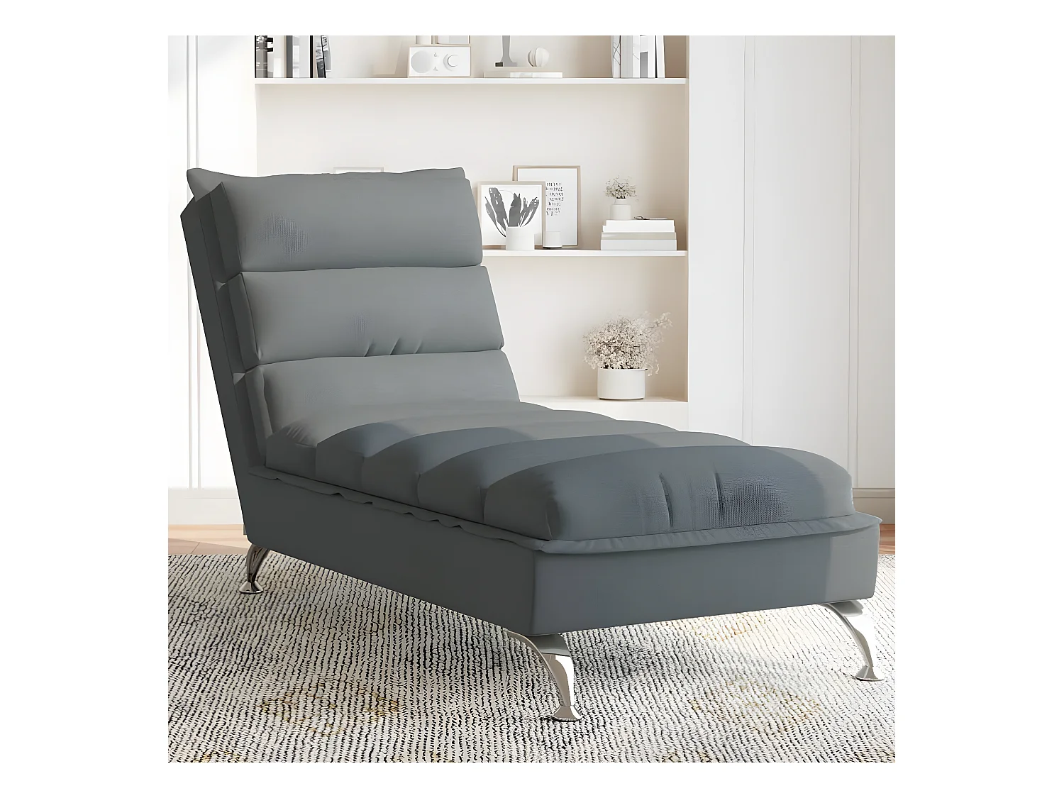 Bain de soleil avec coussins gris foncé tissu FR56399