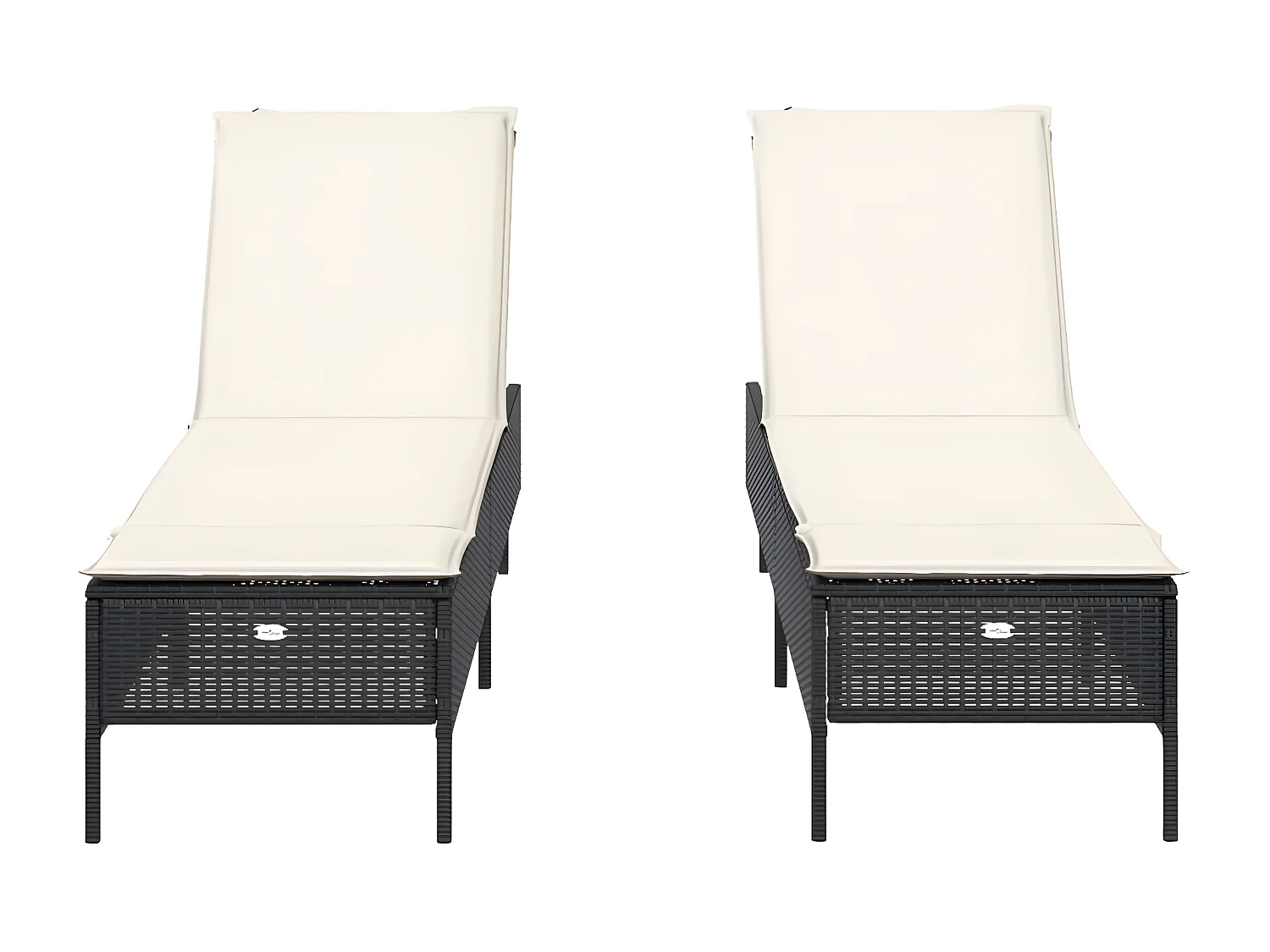 Lot de 2 Bains de soleil avec coussins noir résine tressée FR69911