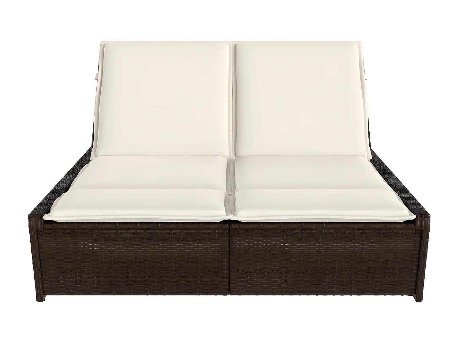 Ligbed 2-persoons met kussens poly rattan bruin BE440850