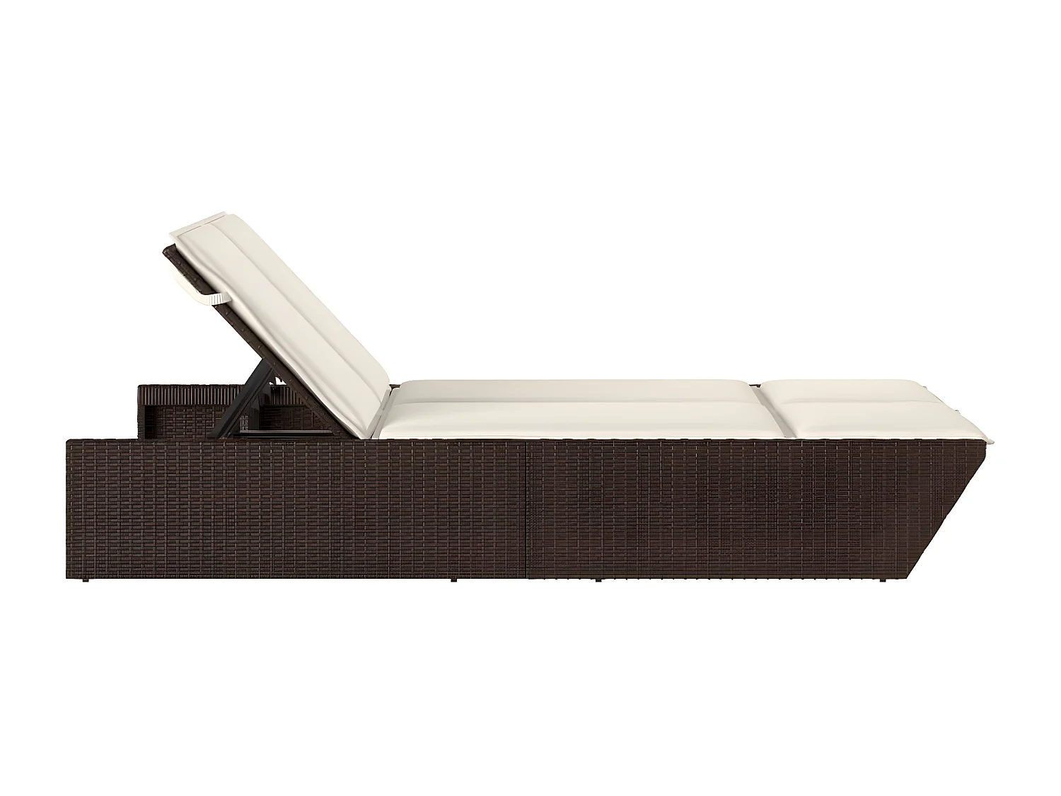 Ligbed 2-persoons met kussens poly rattan bruin BE440850