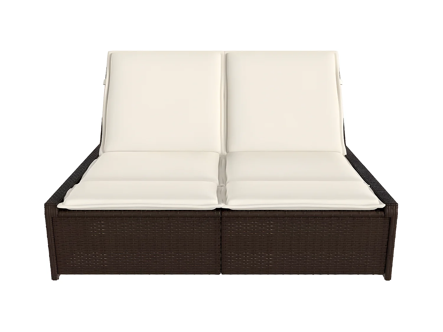 Bain de soleil double avec coussins marron résine tressée FR26415