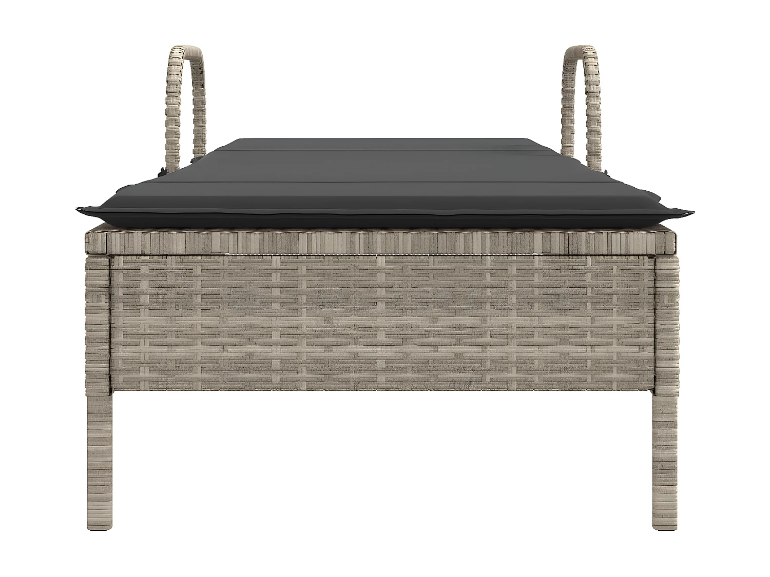 Bain de soleil avec roues et coussins gris clair résine tressée FR85223