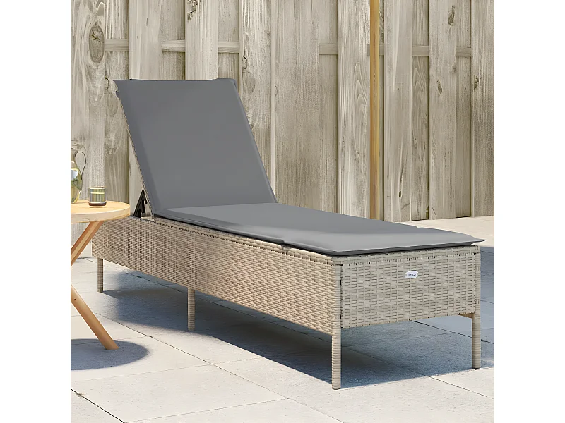 Tumbona con cojín ratán sintético beige ES261538