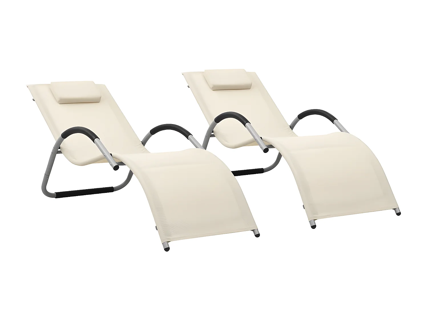 Tumbonas 2 unidades textilene crema y gris ES864019