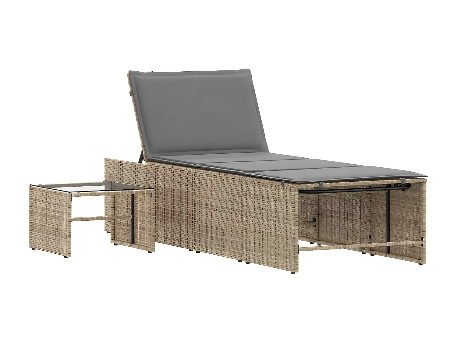 Tumbonas con mesita 2 unidades ratán sintético beige ES220077