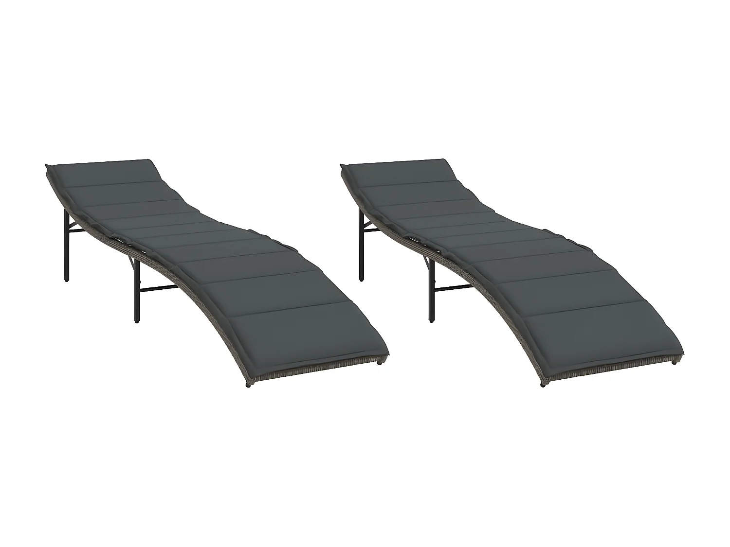 Lot de 2 Bains de soleil avec coussins gris résine tressée FR95627