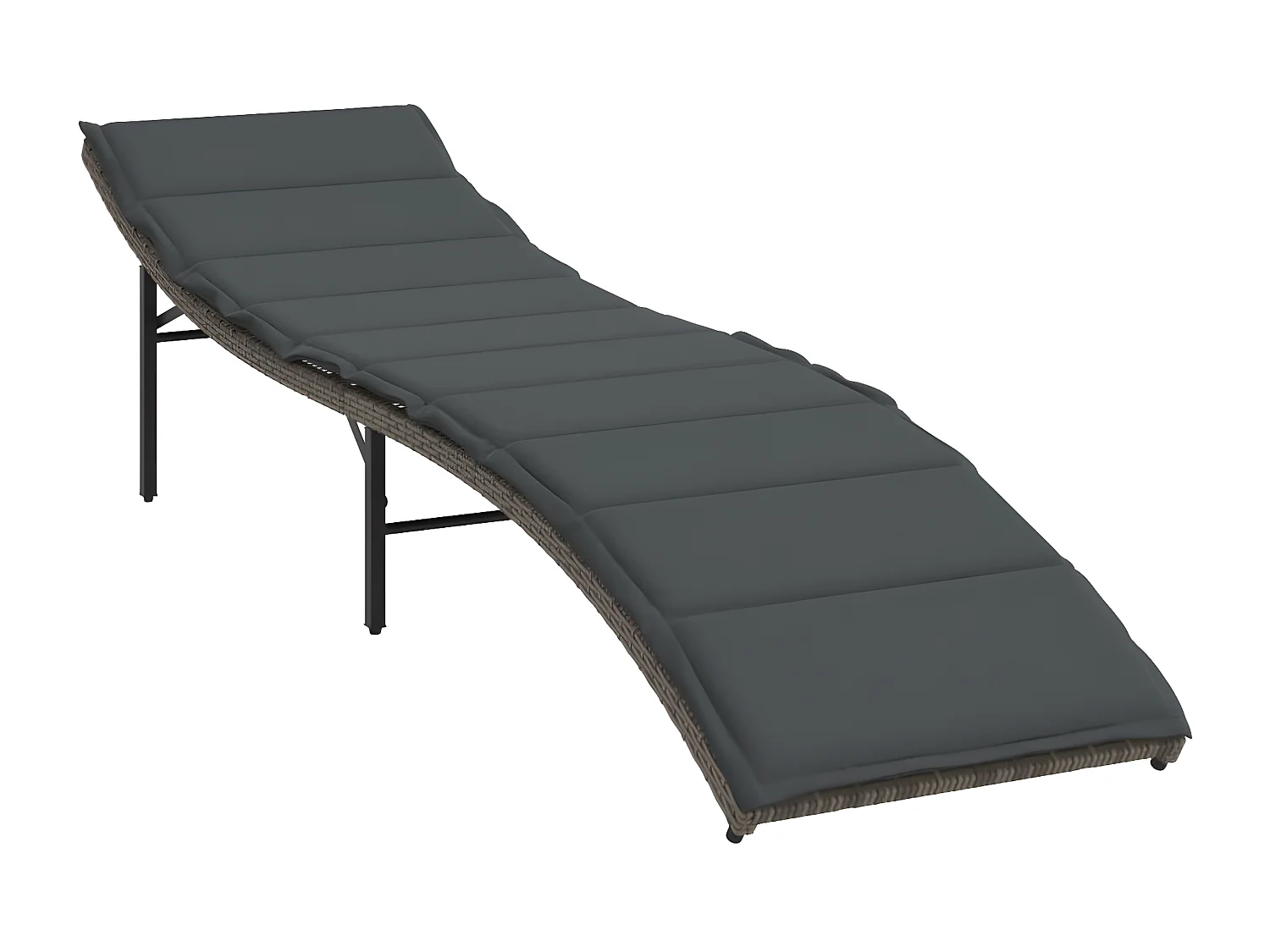 Lot de 2 Bains de soleil avec coussins gris résine tressée FR95627