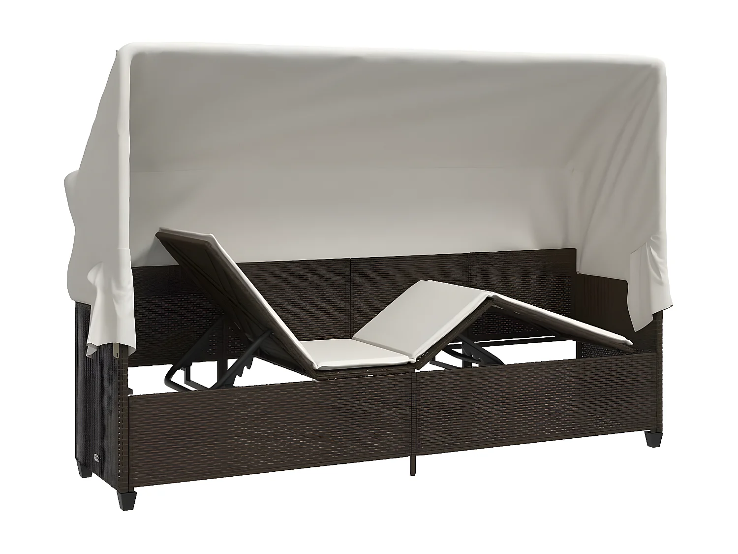 Tumbona con capota y cojines ratán sintético marrón ES228133