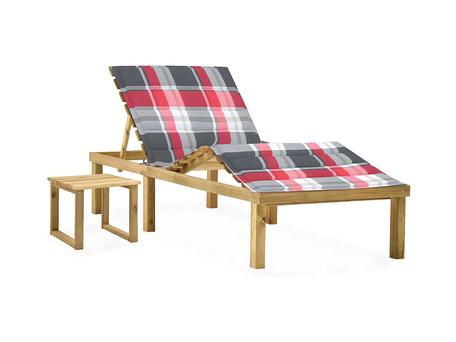 Bain de soleil de jardin avec table et coussin Pin imprégné FR21996