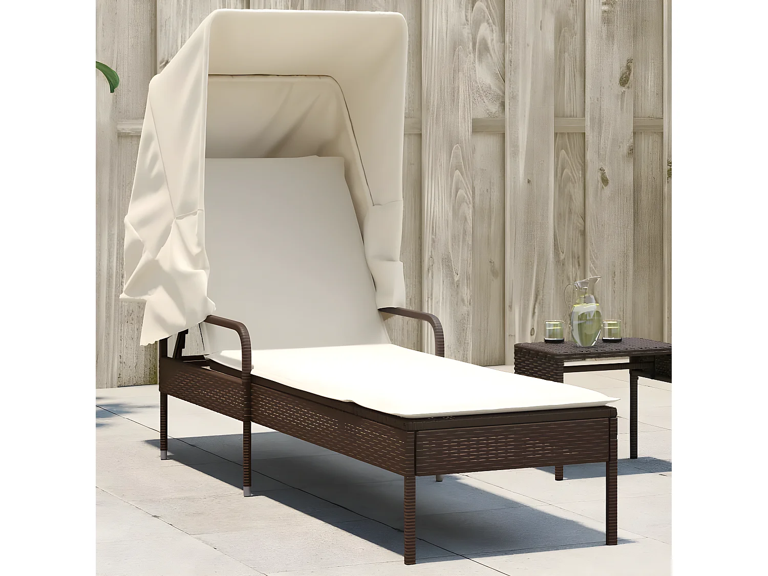 Tumbona con capota ratán sintético marrón ES296228