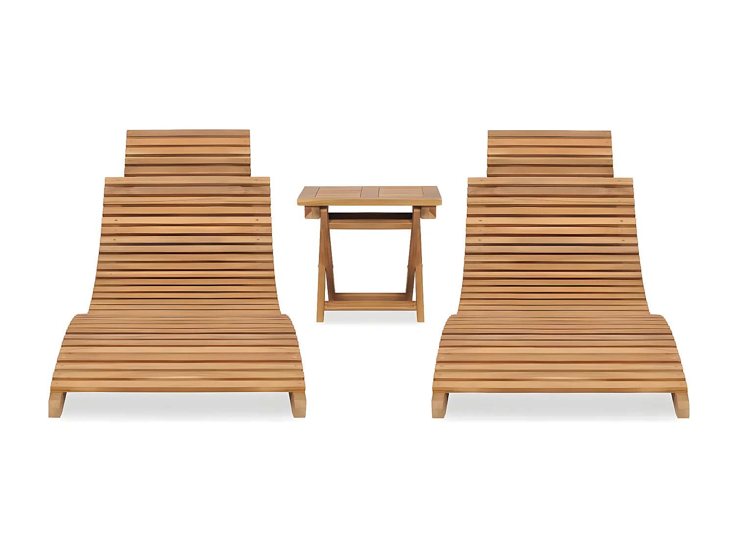 Lot de 3 Bains de soleil pliable Bois de teck solide FR64763