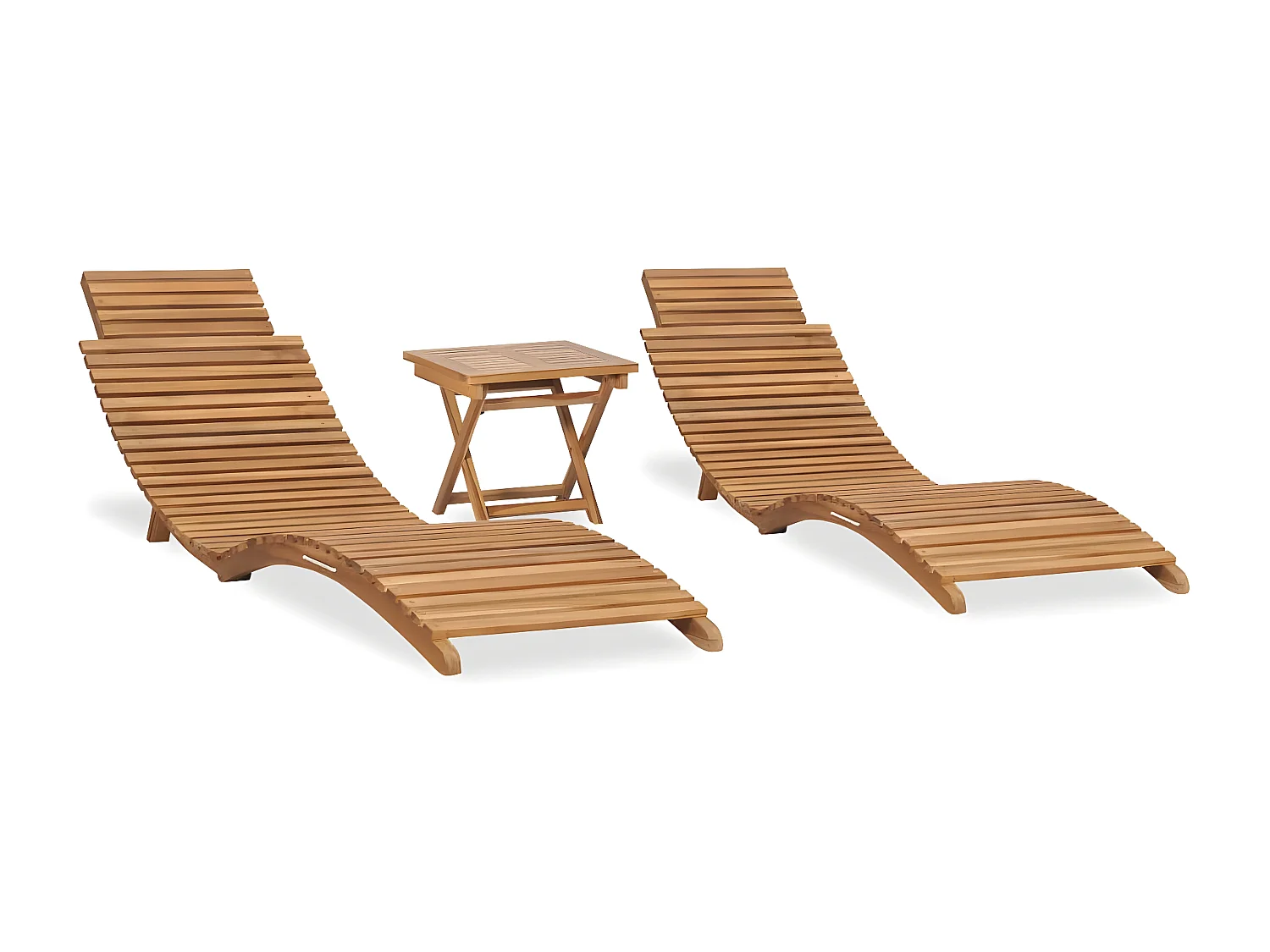 Lot de 3 Bains de soleil pliable Bois de teck solide FR64763